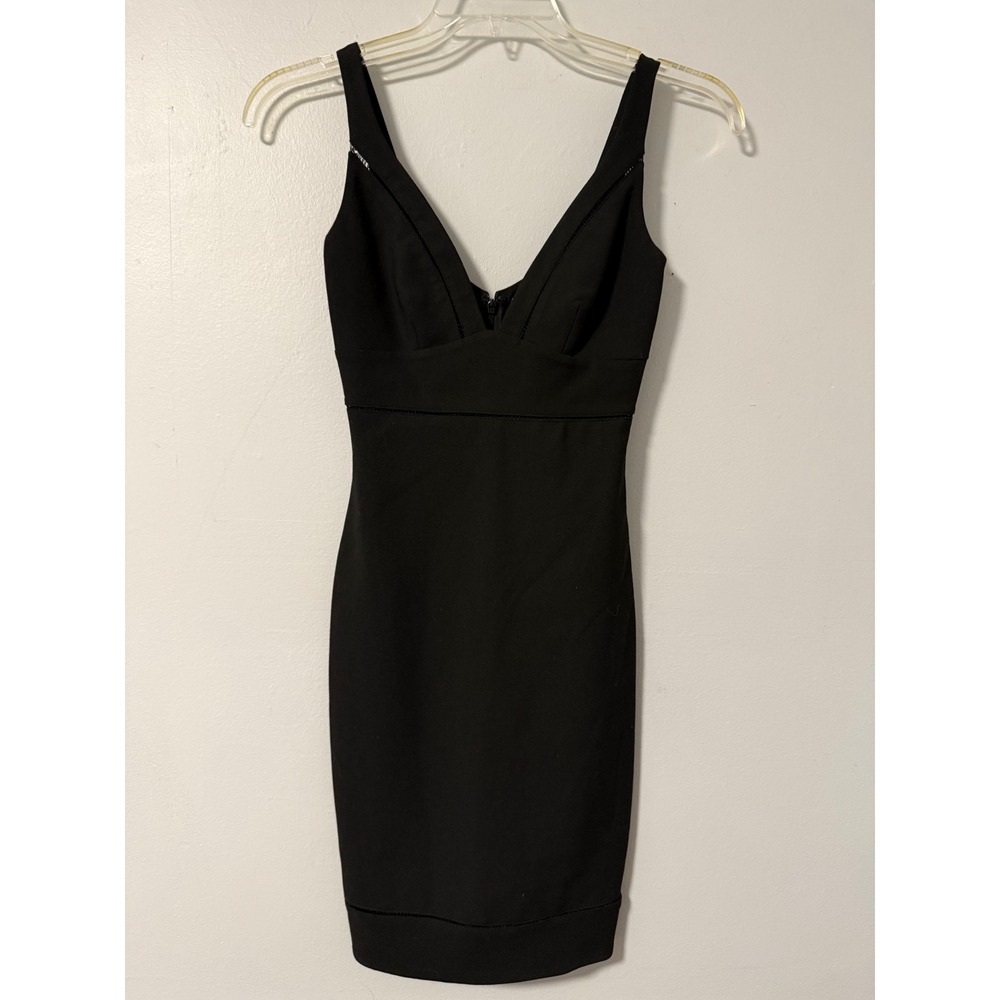 Elizabeth and James Black V-Neck Sheath Bodycon Dress Size 00 Sleeveless Lined